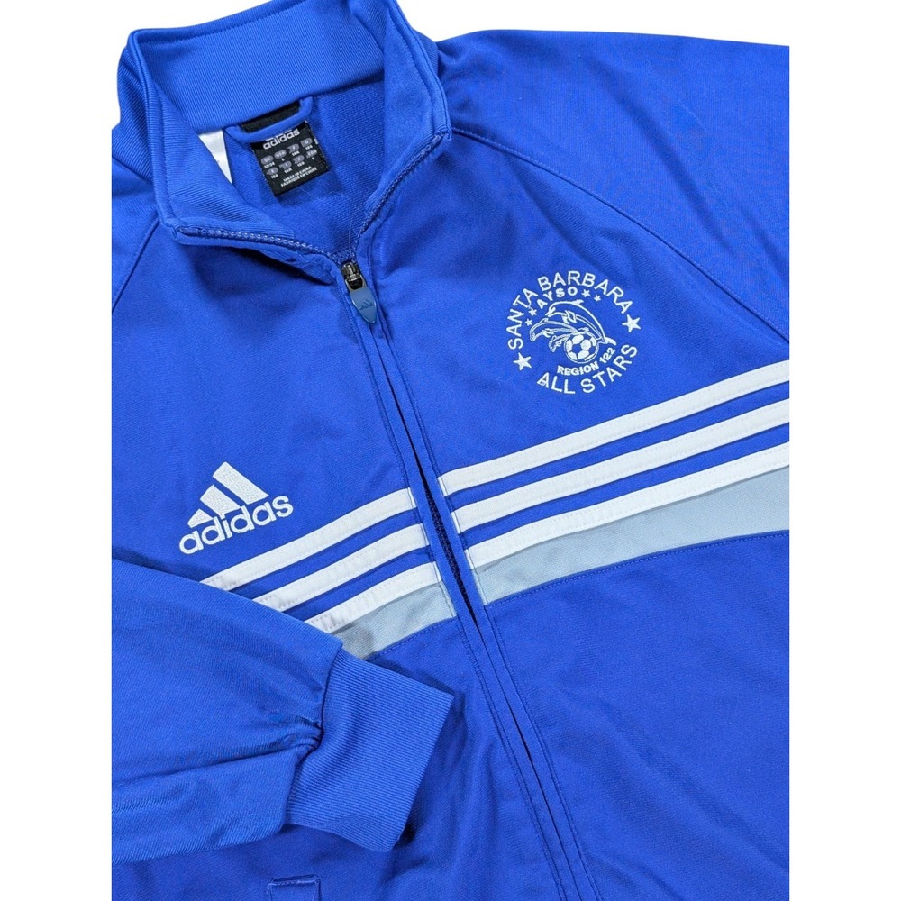 Vintage 2005 Adidas Youth Large Santa Barbara AYSO Soccer Track Jacket Blue Full